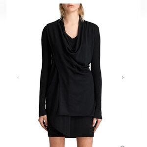 *All Saints Elegant 3 way Black Drape Drina Dress Sz small